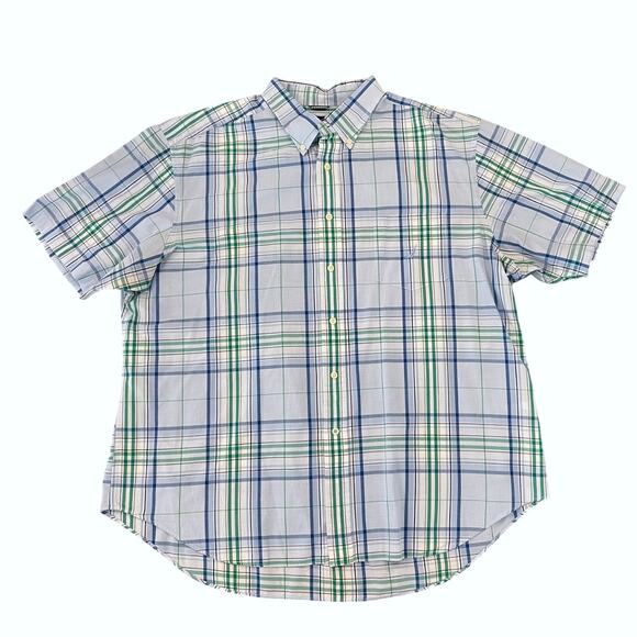 Nautica Men's Blue/Green Plaid Button Short Sleeve Shirt - SIZE XXL - Picture 1 of 7